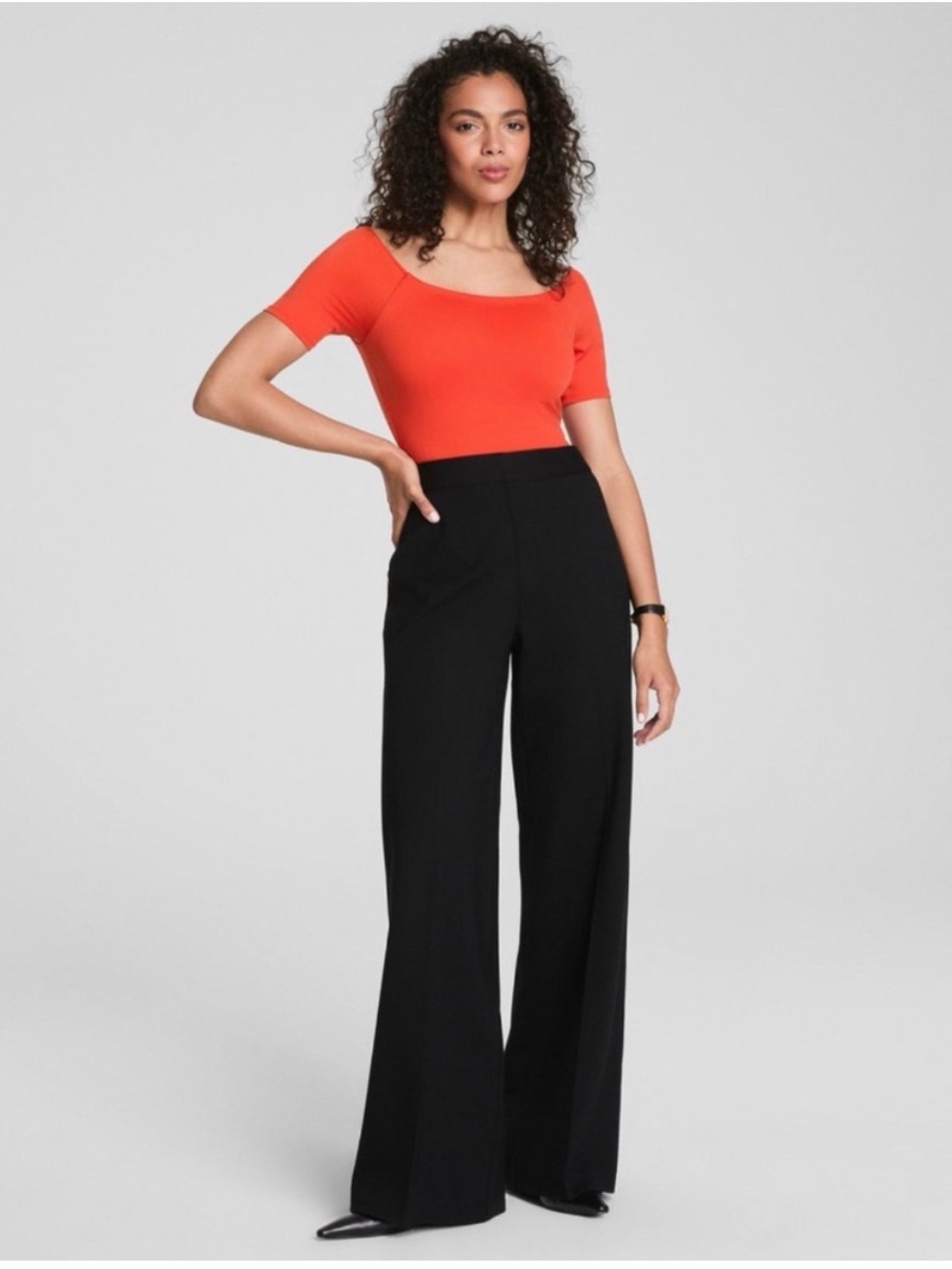 NWT SPANX super smooth  PONTE Wide-Leg Pants in Black L